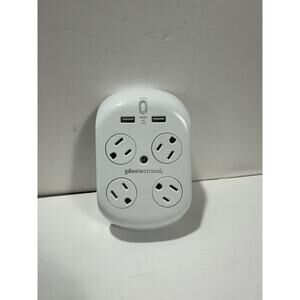 360 ELECTRICAL Revolve 3.4 White 4-Rotating Heads Electrical Adapter W/ 2 USB